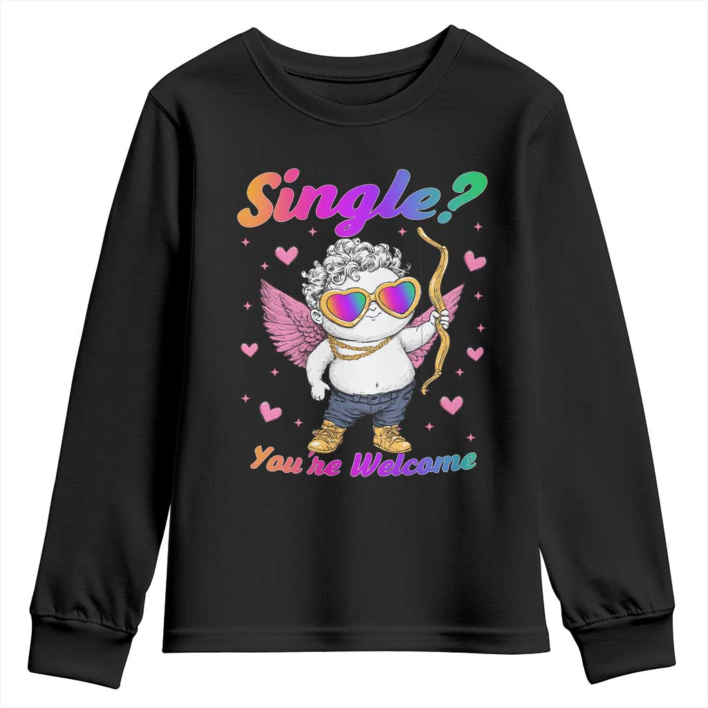 Funny Single You're Welcome Youth Sweatshirt Rainbow LGBT Cupid