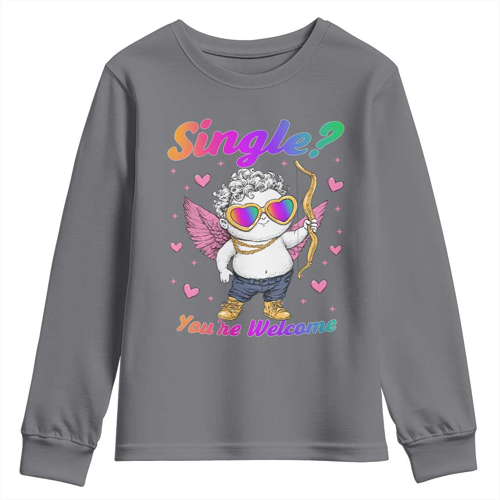 Funny Single You're Welcome Youth Sweatshirt Rainbow LGBT Cupid