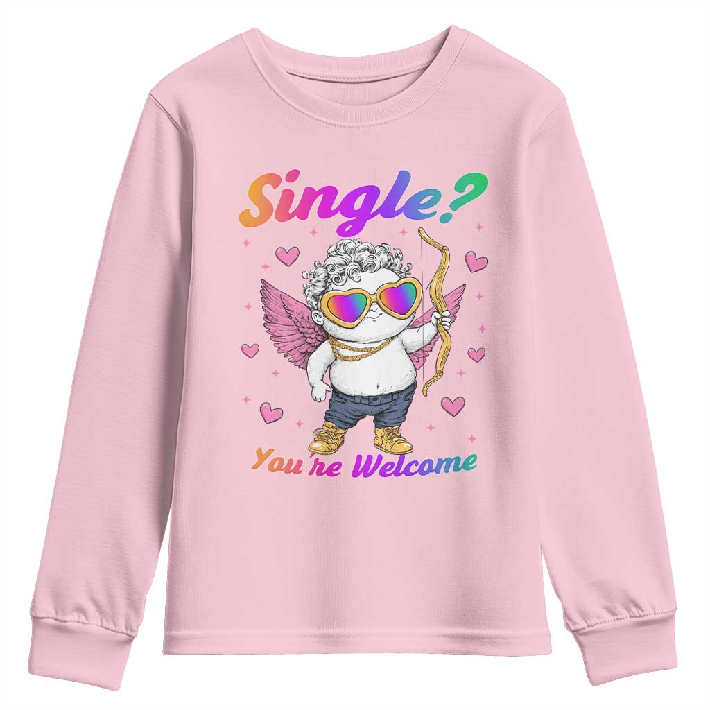 Funny Single You're Welcome Youth Sweatshirt Rainbow LGBT Cupid