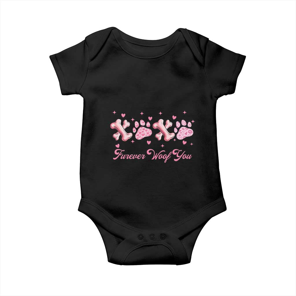 Valentine's Day Dog Lover Baby Onesie Furever Woof You Paw XO