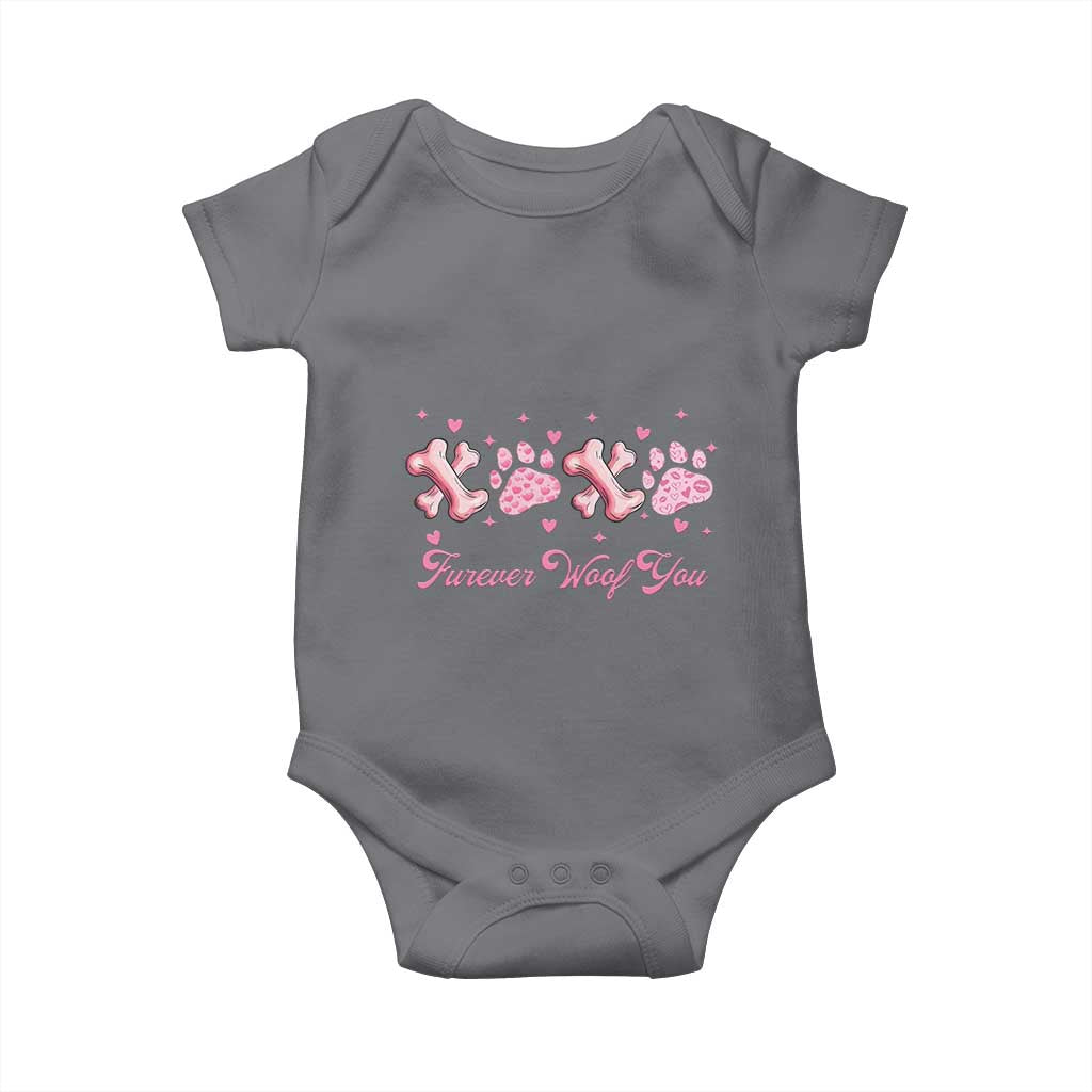 Valentine's Day Dog Lover Baby Onesie Furever Woof You Paw XO