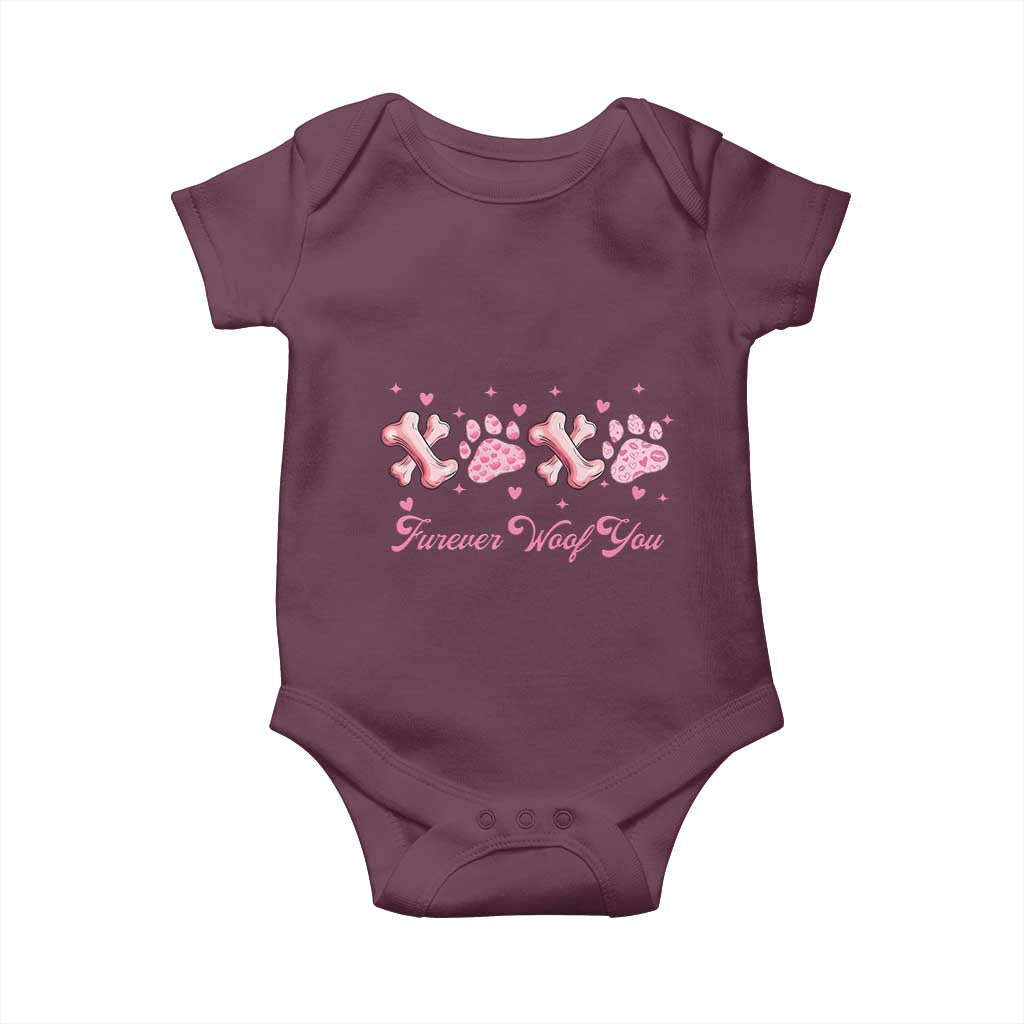 Valentine's Day Dog Lover Baby Onesie Furever Woof You Paw XO