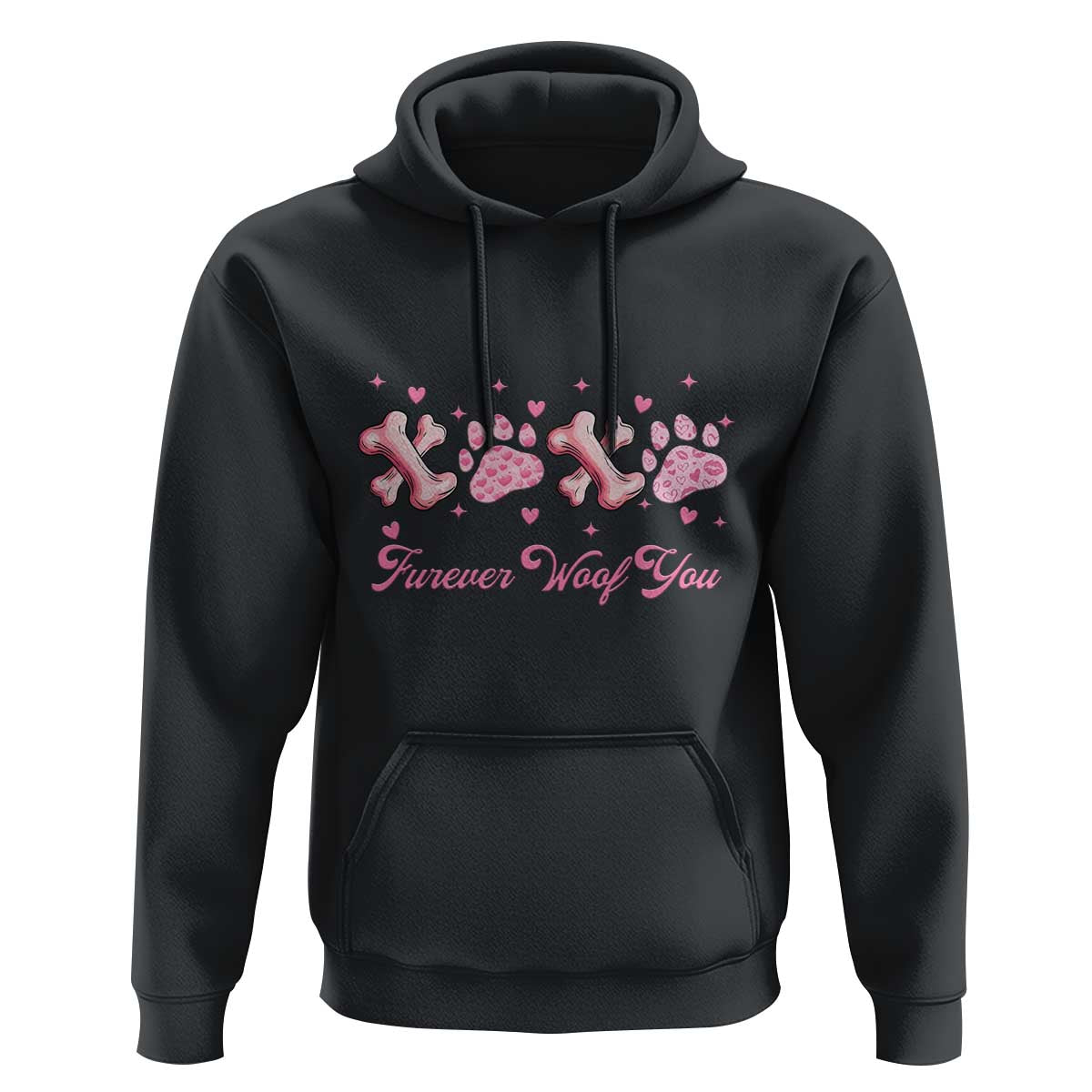 Valentine's Day Dog Lover Hoodie Furever Woof You Paw XO
