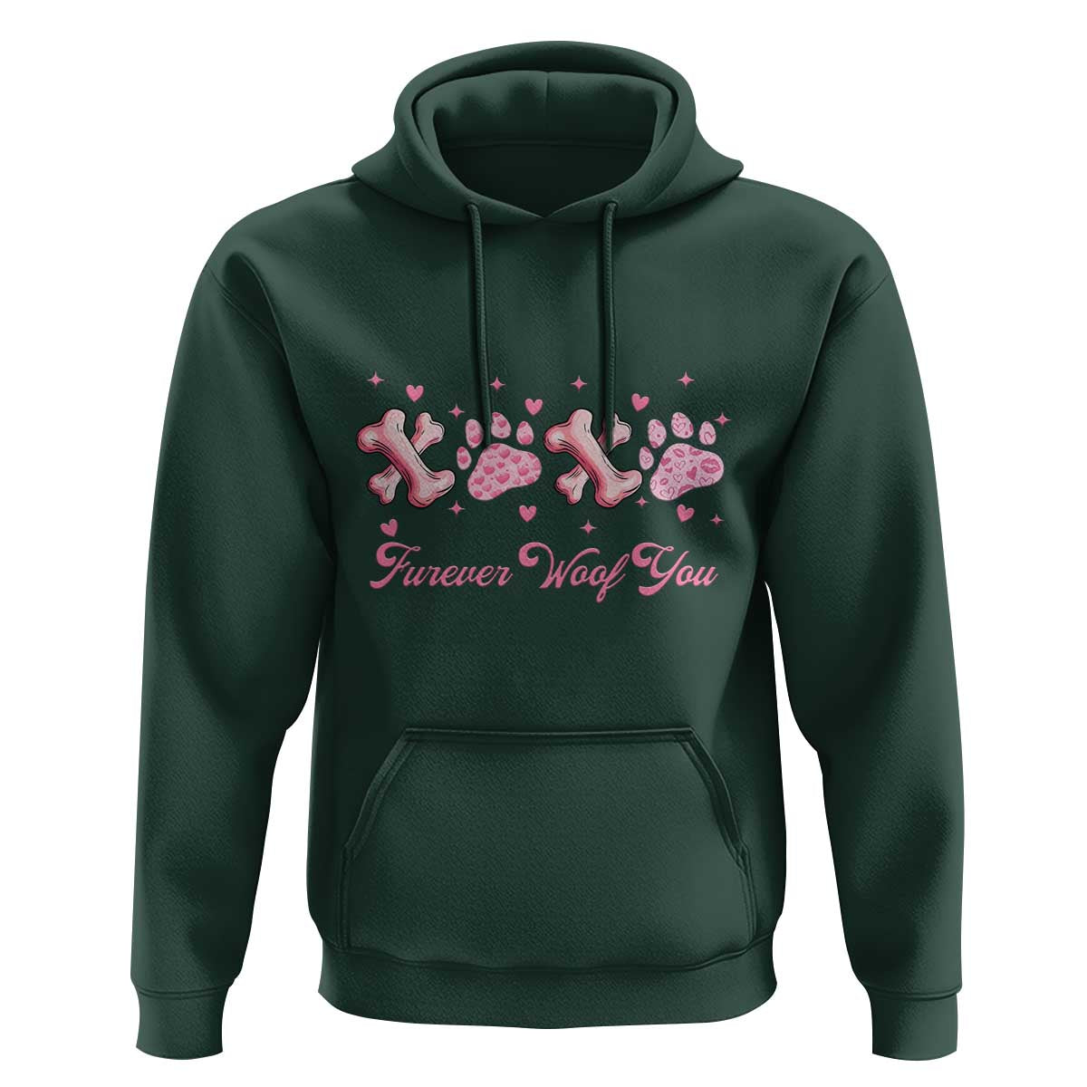 Valentine's Day Dog Lover Hoodie Furever Woof You Paw XO