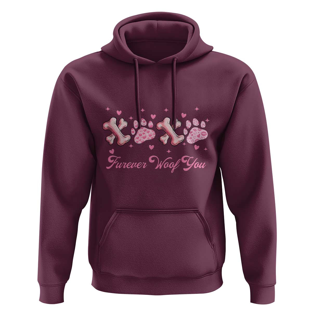 Valentine's Day Dog Lover Hoodie Furever Woof You Paw XO