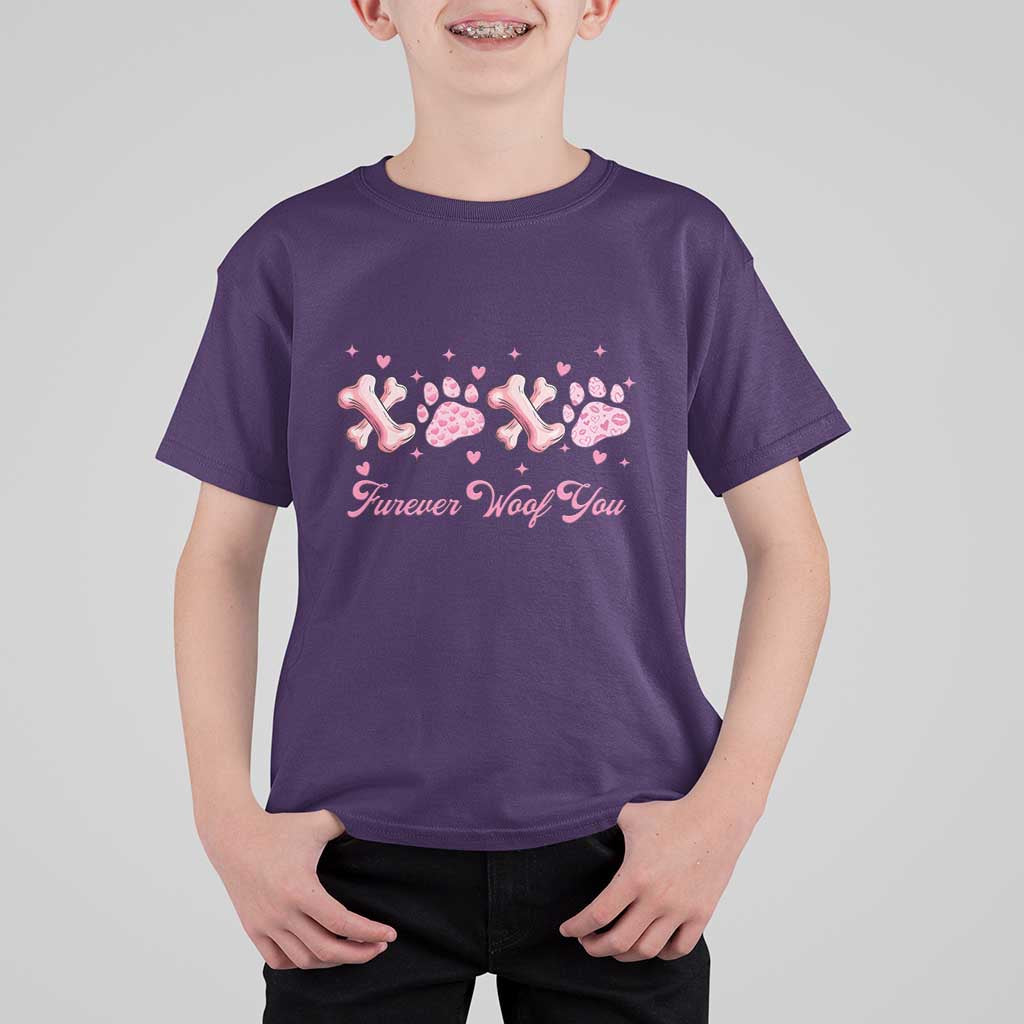 Valentine's Day Dog Lover T Shirt For Kid Furever Woof You Paw XO