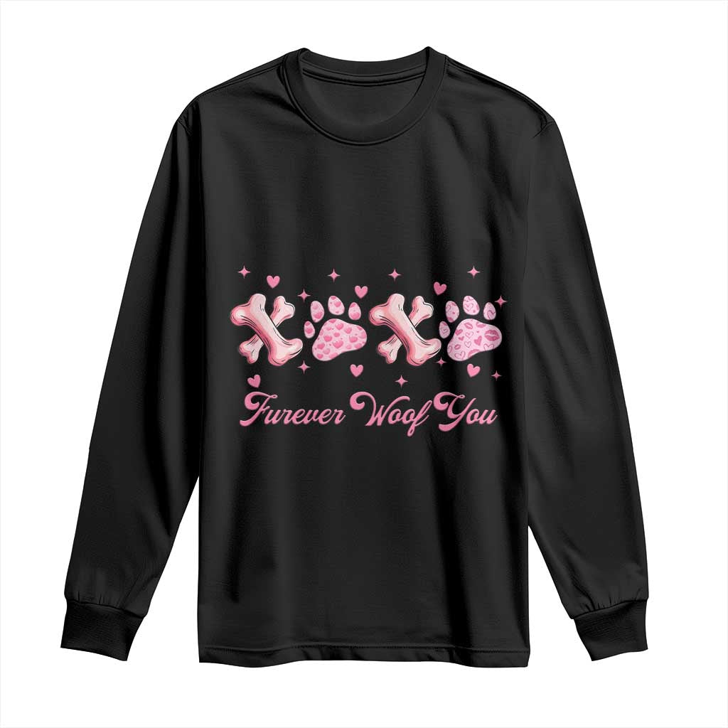Valentine's Day Dog Lover Long Sleeve Shirt Furever Woof You Paw XO