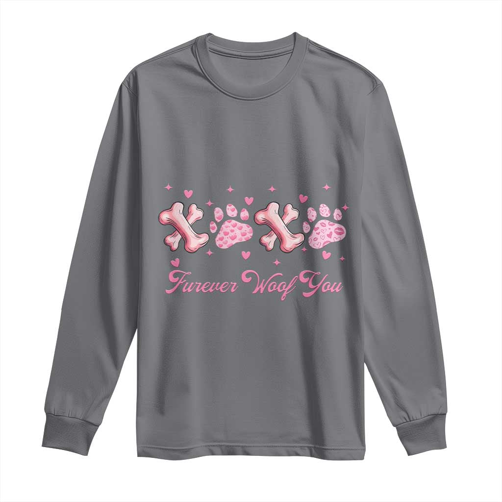 Valentine's Day Dog Lover Long Sleeve Shirt Furever Woof You Paw XO