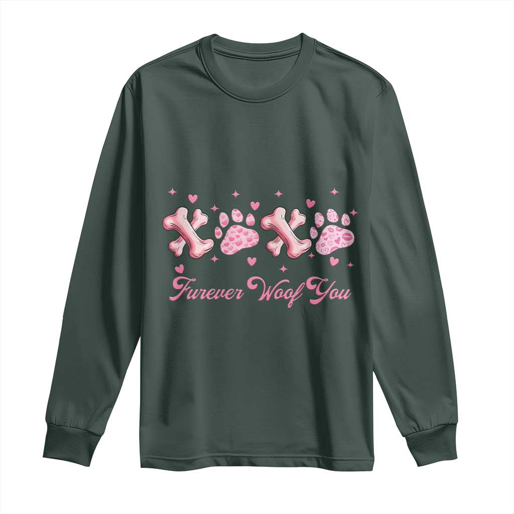 Valentine's Day Dog Lover Long Sleeve Shirt Furever Woof You Paw XO