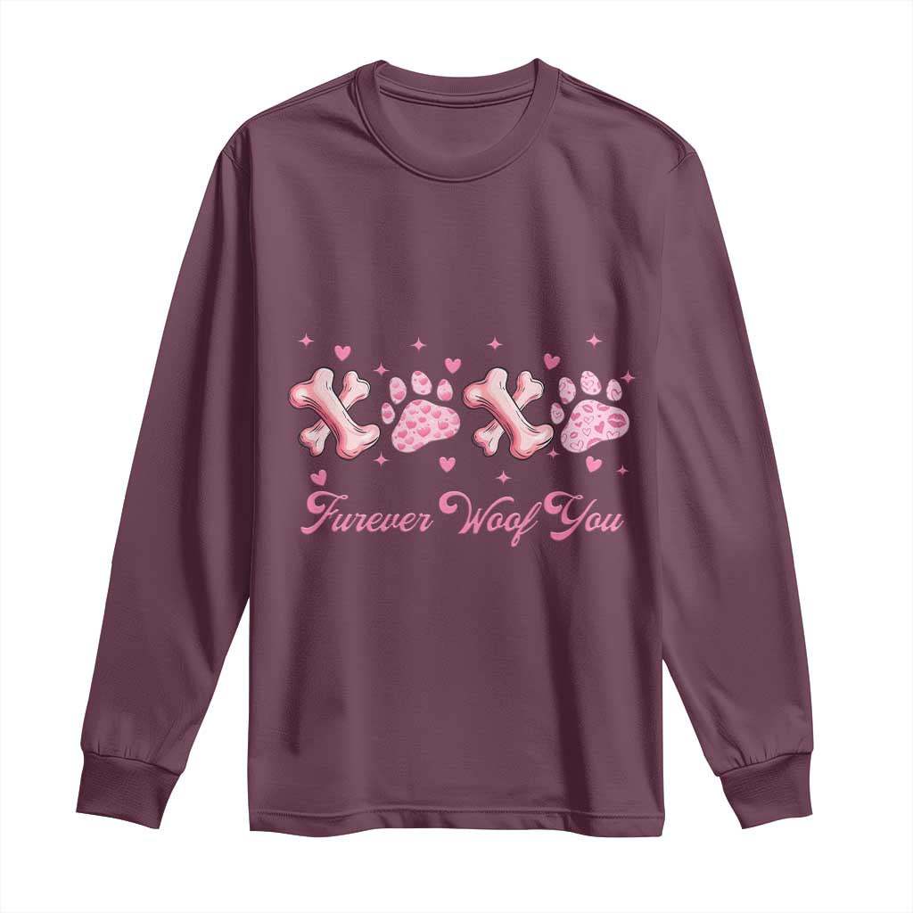 Valentine's Day Dog Lover Long Sleeve Shirt Furever Woof You Paw XO