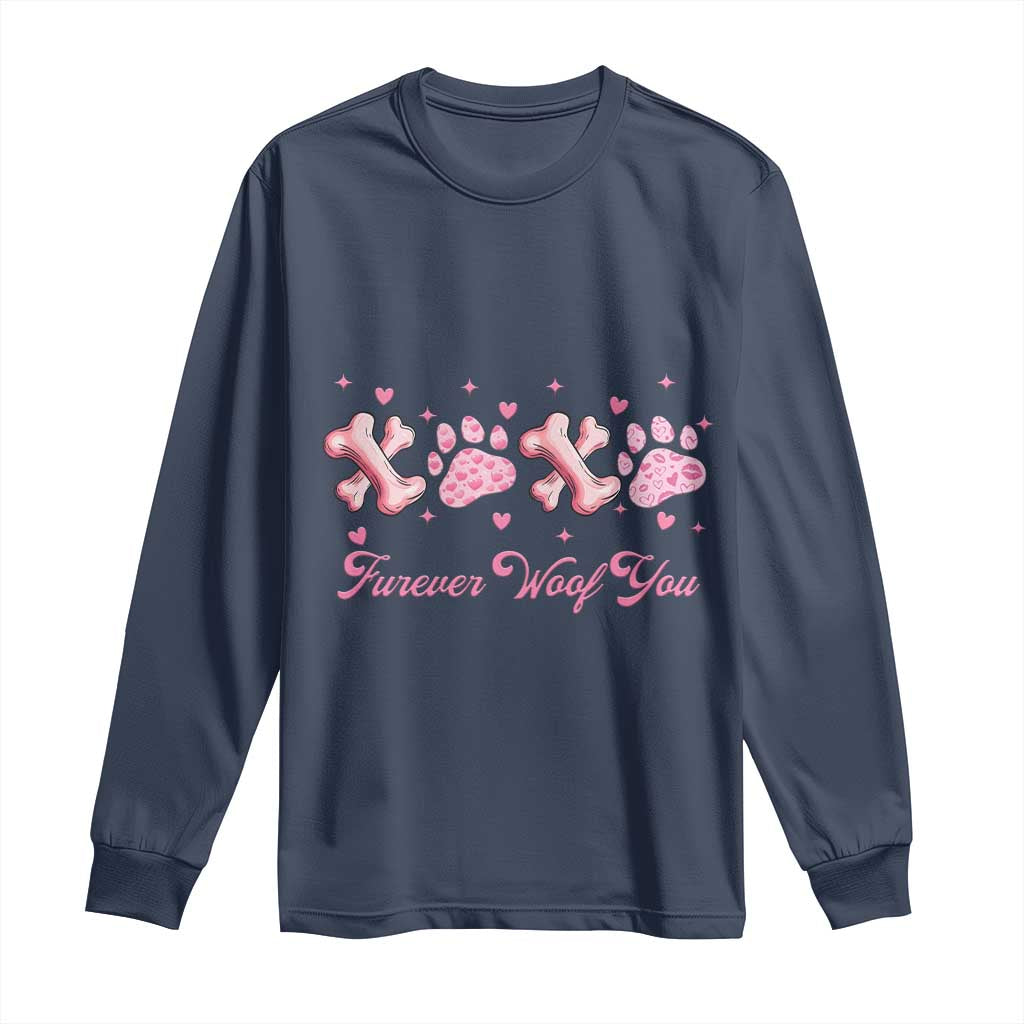 Valentine's Day Dog Lover Long Sleeve Shirt Furever Woof You Paw XO
