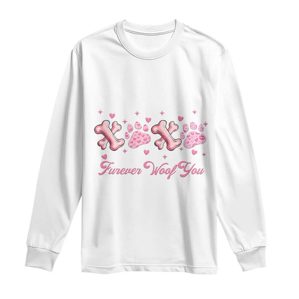 Valentine's Day Dog Lover Long Sleeve Shirt Furever Woof You Paw XO