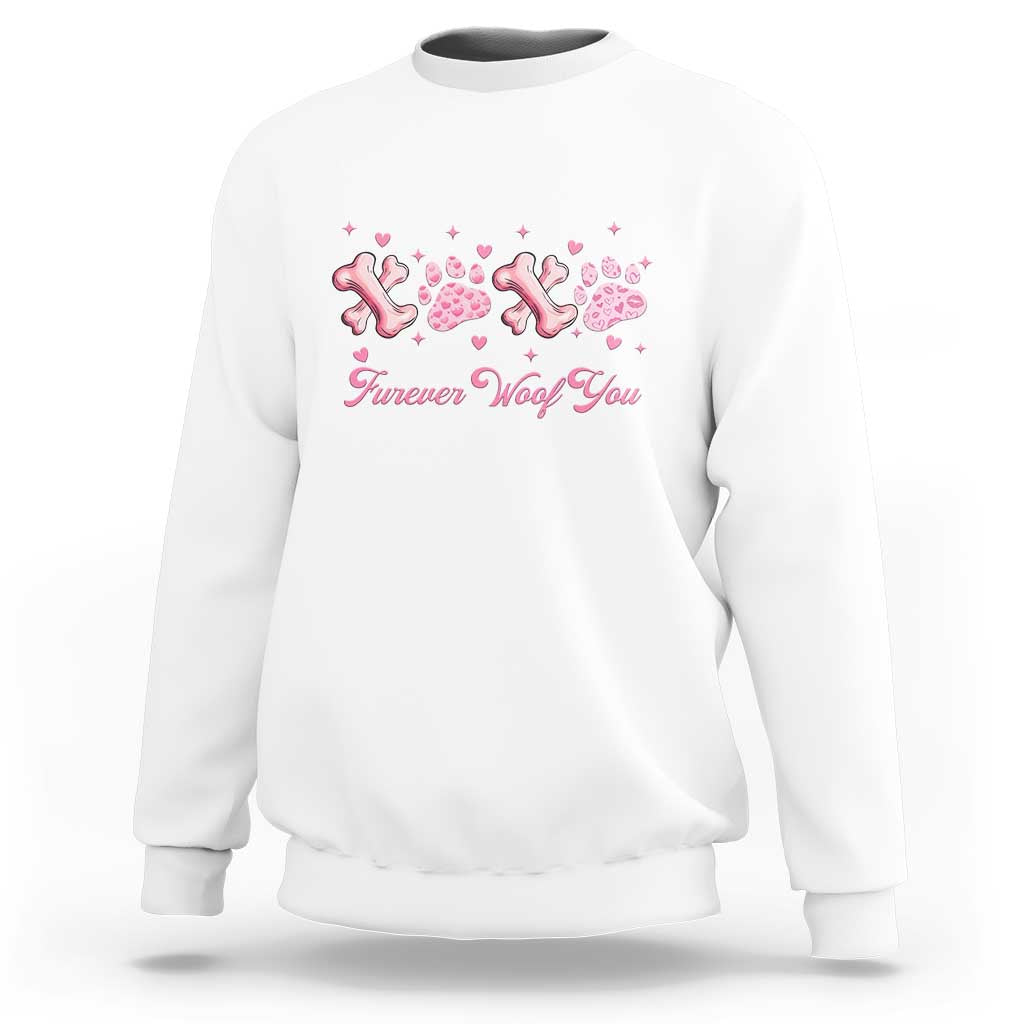 Valentine's Day Dog Lover Sweatshirt Furever Woof You Paw XO