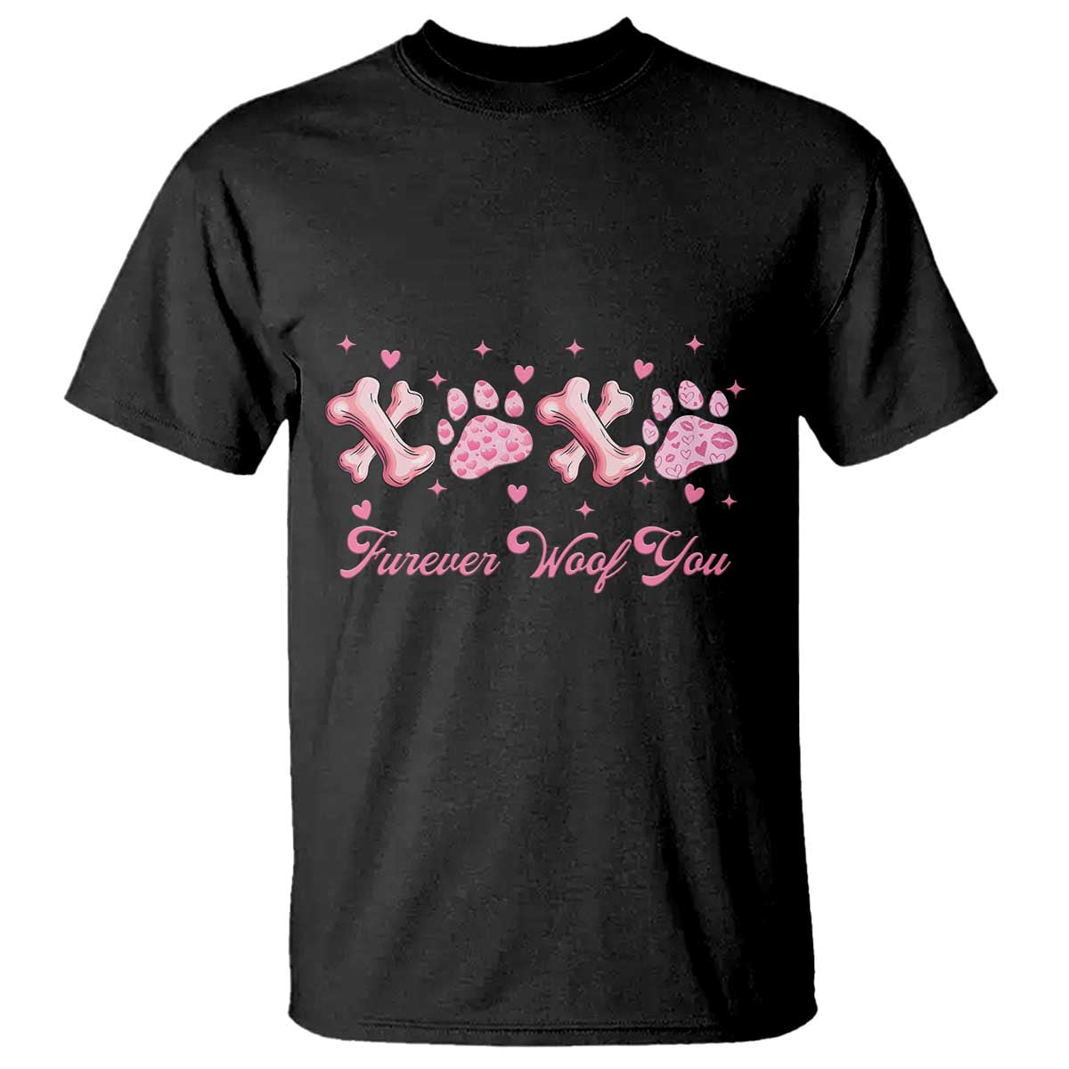 Valentine's Day Dog Lover T Shirt Furever Woof You Paw XO