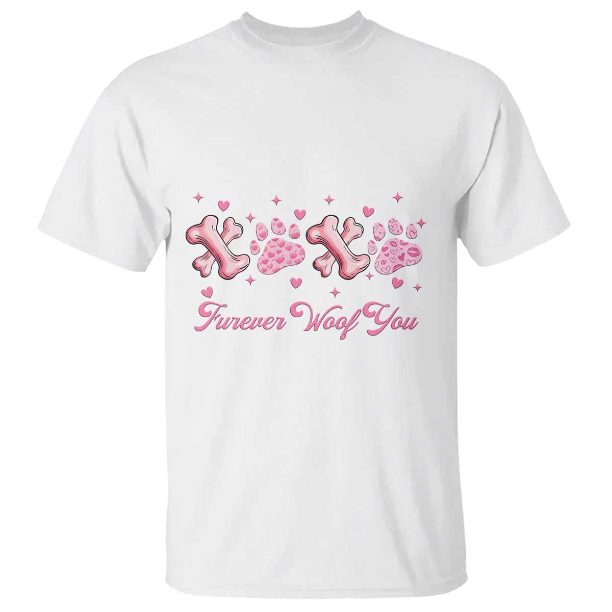 Valentine's Day Dog Lover T Shirt Furever Woof You Paw XO