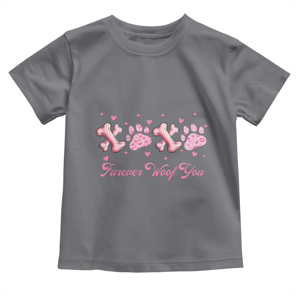 Valentine's Day Dog Lover Toddler T Shirt Furever Woof You Paw XO