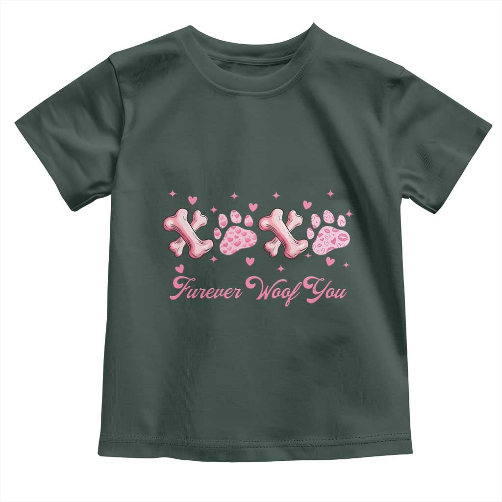 Valentine's Day Dog Lover Toddler T Shirt Furever Woof You Paw XO