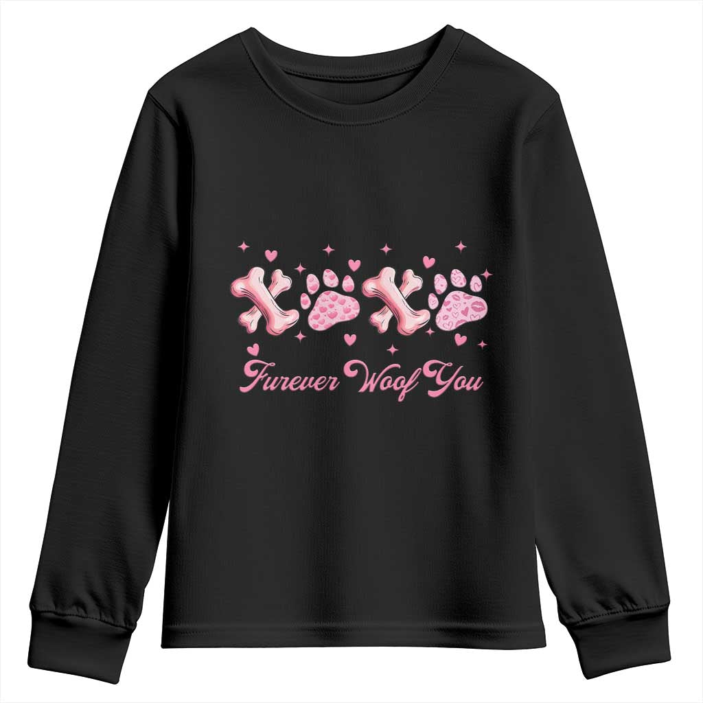 Valentine's Day Dog Lover Youth Sweatshirt Furever Woof You Paw XO