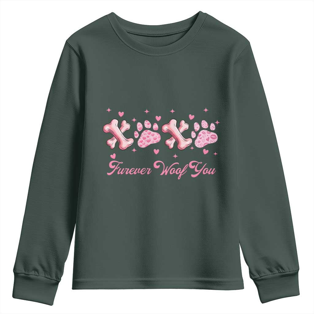 Valentine's Day Dog Lover Youth Sweatshirt Furever Woof You Paw XO