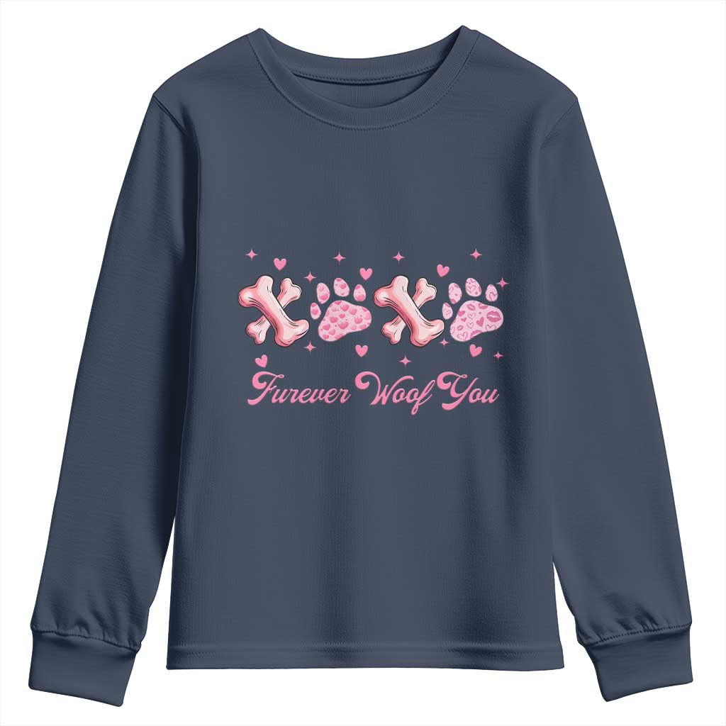 Valentine's Day Dog Lover Youth Sweatshirt Furever Woof You Paw XO