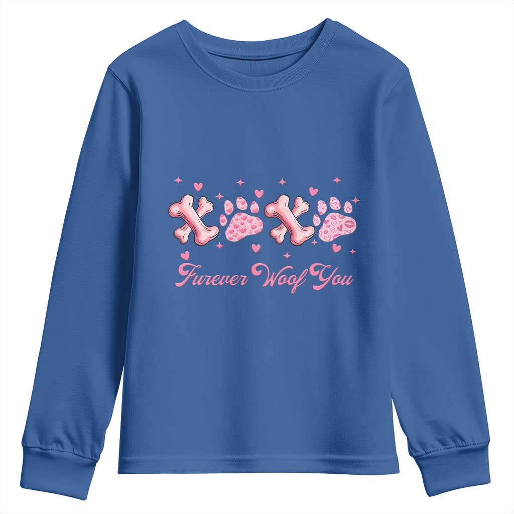 Valentine's Day Dog Lover Youth Sweatshirt Furever Woof You Paw XO