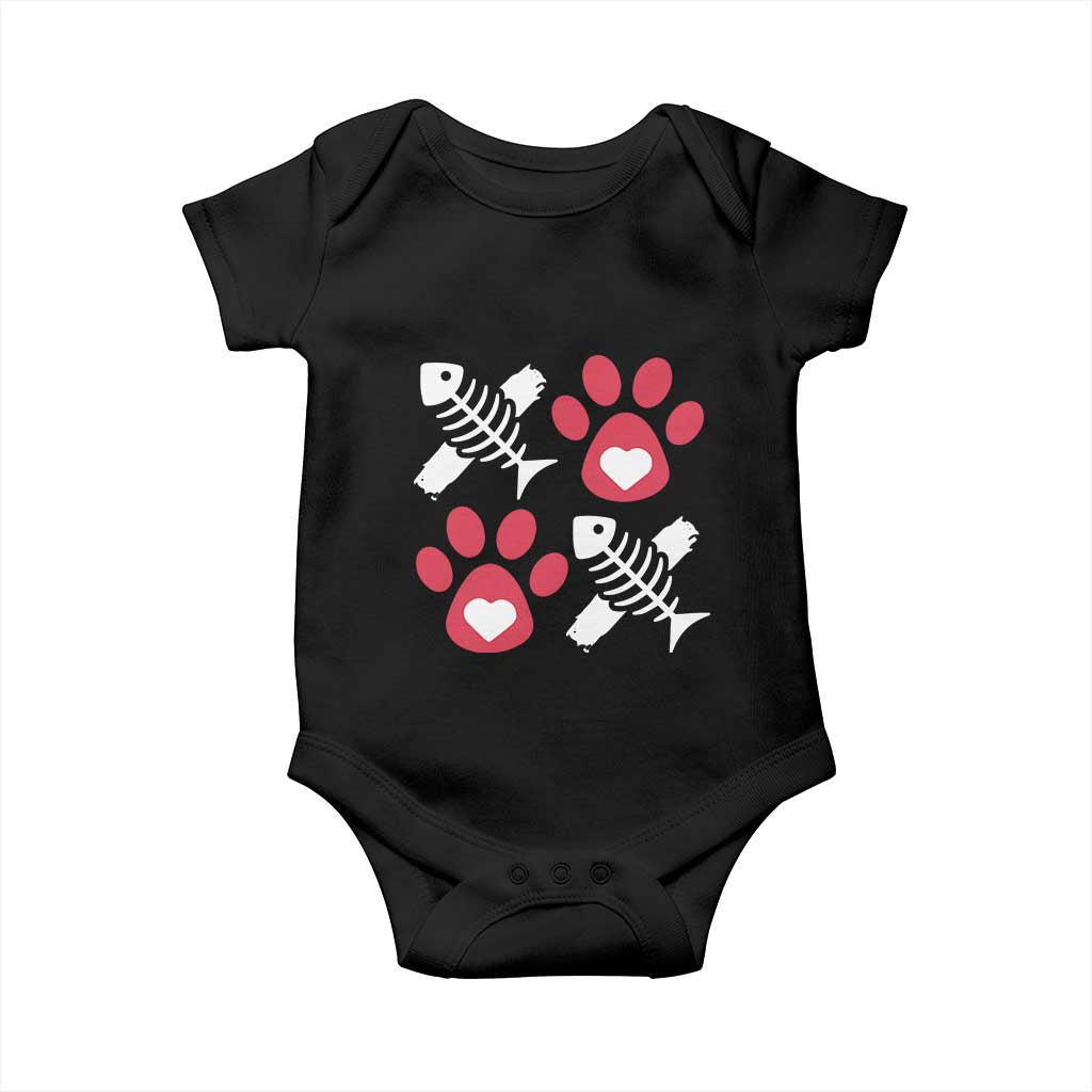 Valentine's Day Cat Lover Baby Onesie Cute Kitten Paw XO
