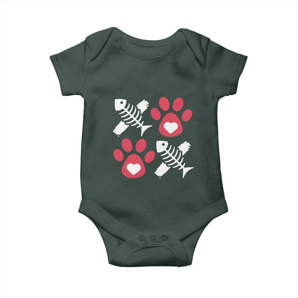 Valentine's Day Cat Lover Baby Onesie Cute Kitten Paw XO