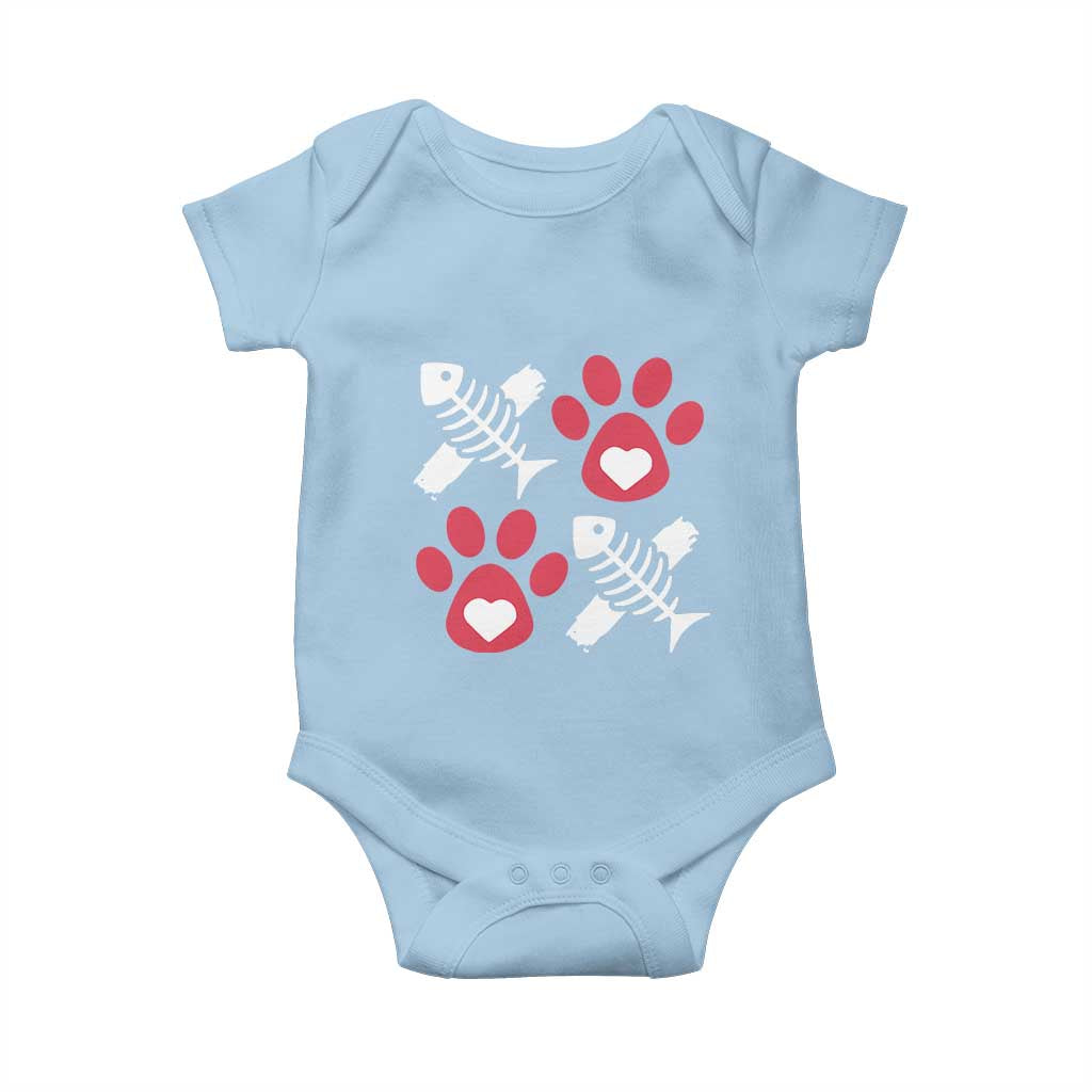 Valentine's Day Cat Lover Baby Onesie Cute Kitten Paw XO