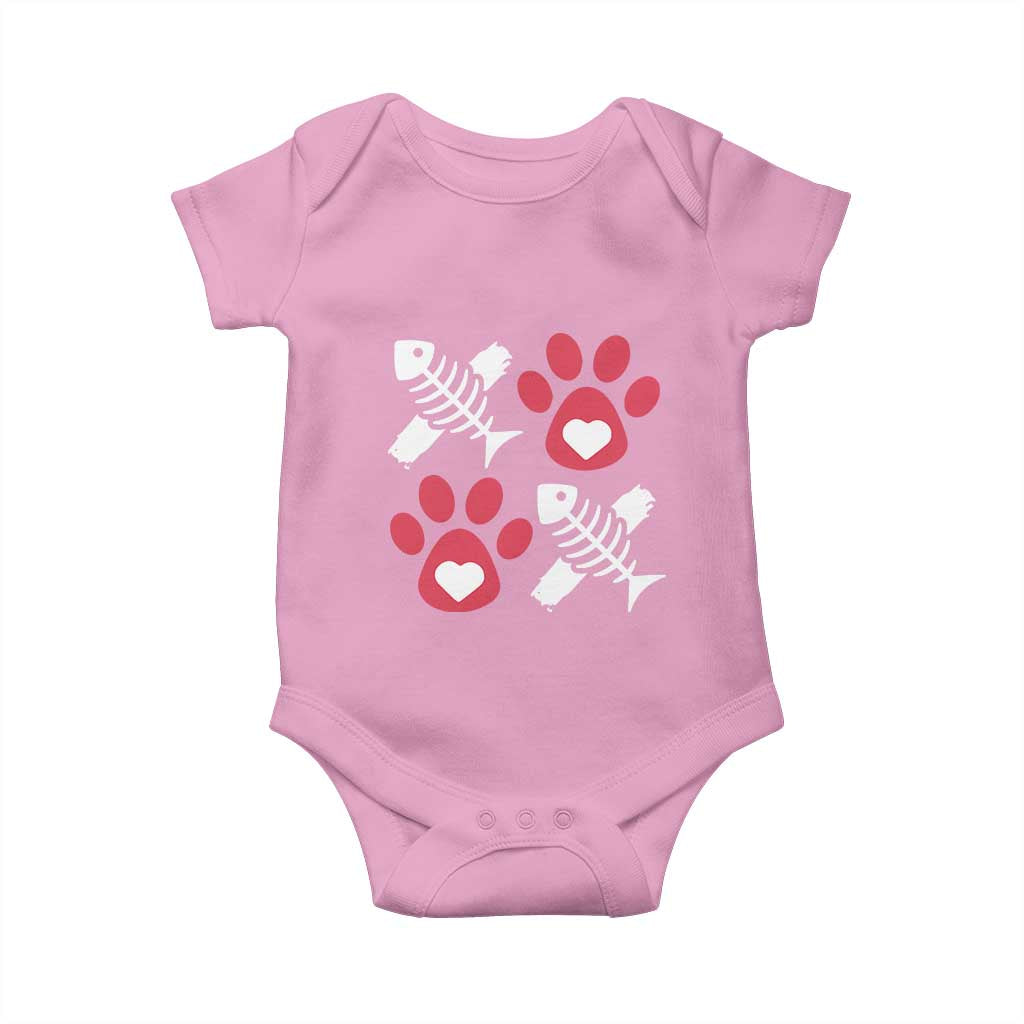 Valentine's Day Cat Lover Baby Onesie Cute Kitten Paw XO
