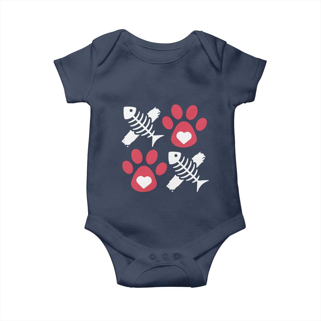 Valentine's Day Cat Lover Baby Onesie Cute Kitten Paw XO