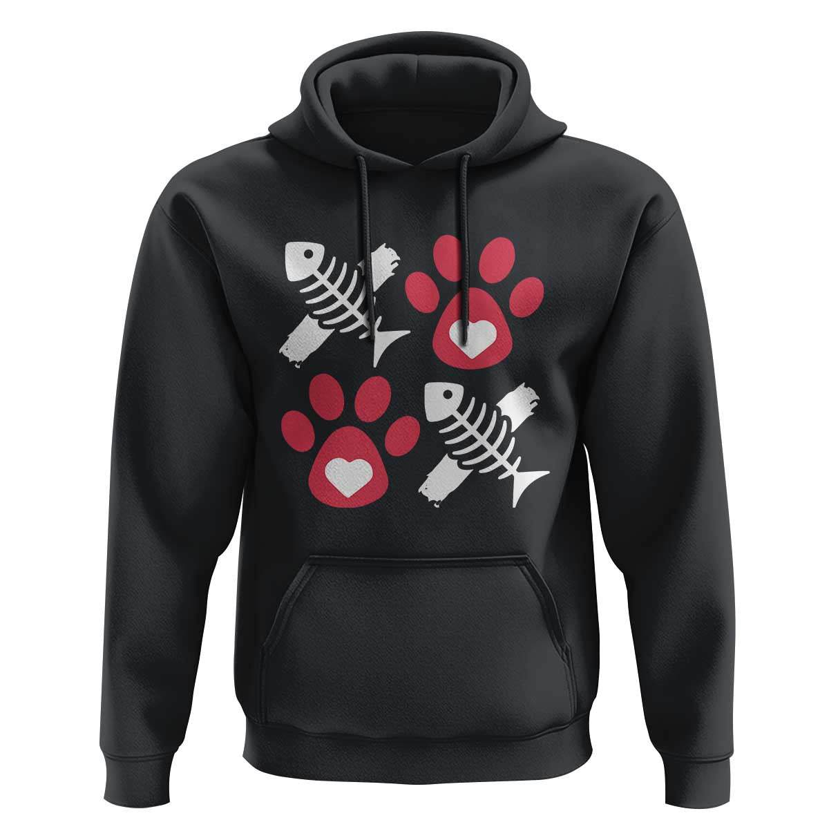 Valentine's Day Cat Lover Hoodie Cute Kitten Paw XO