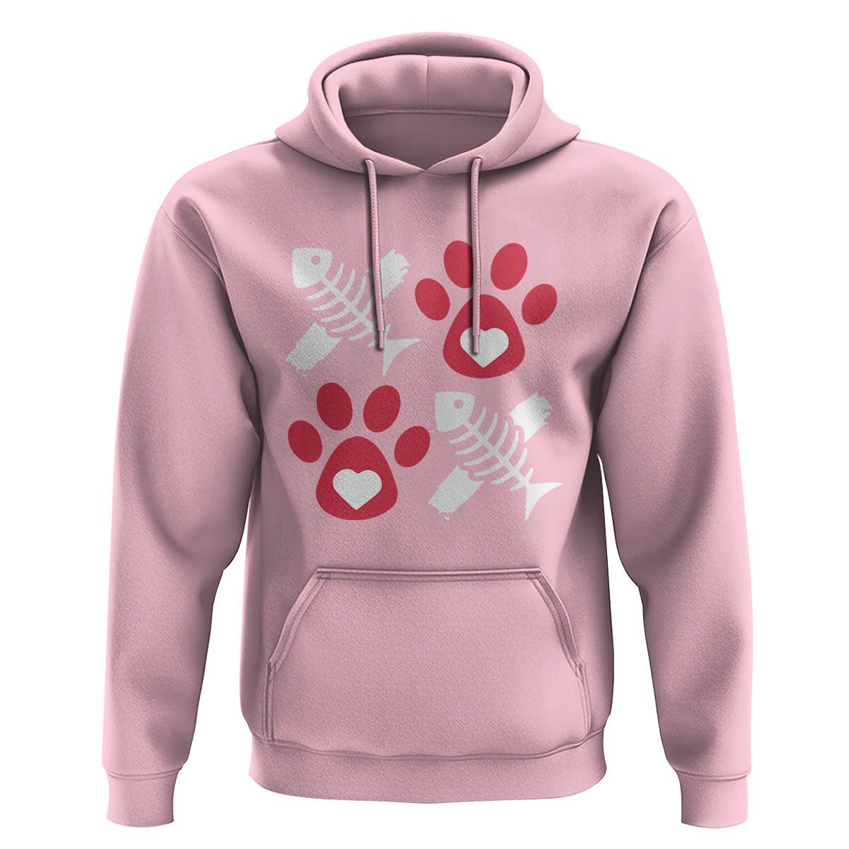 Valentine's Day Cat Lover Hoodie Cute Kitten Paw XO