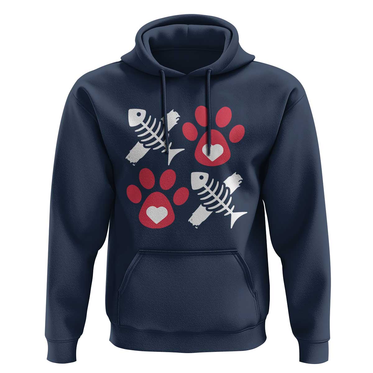 Valentine's Day Cat Lover Hoodie Cute Kitten Paw XO