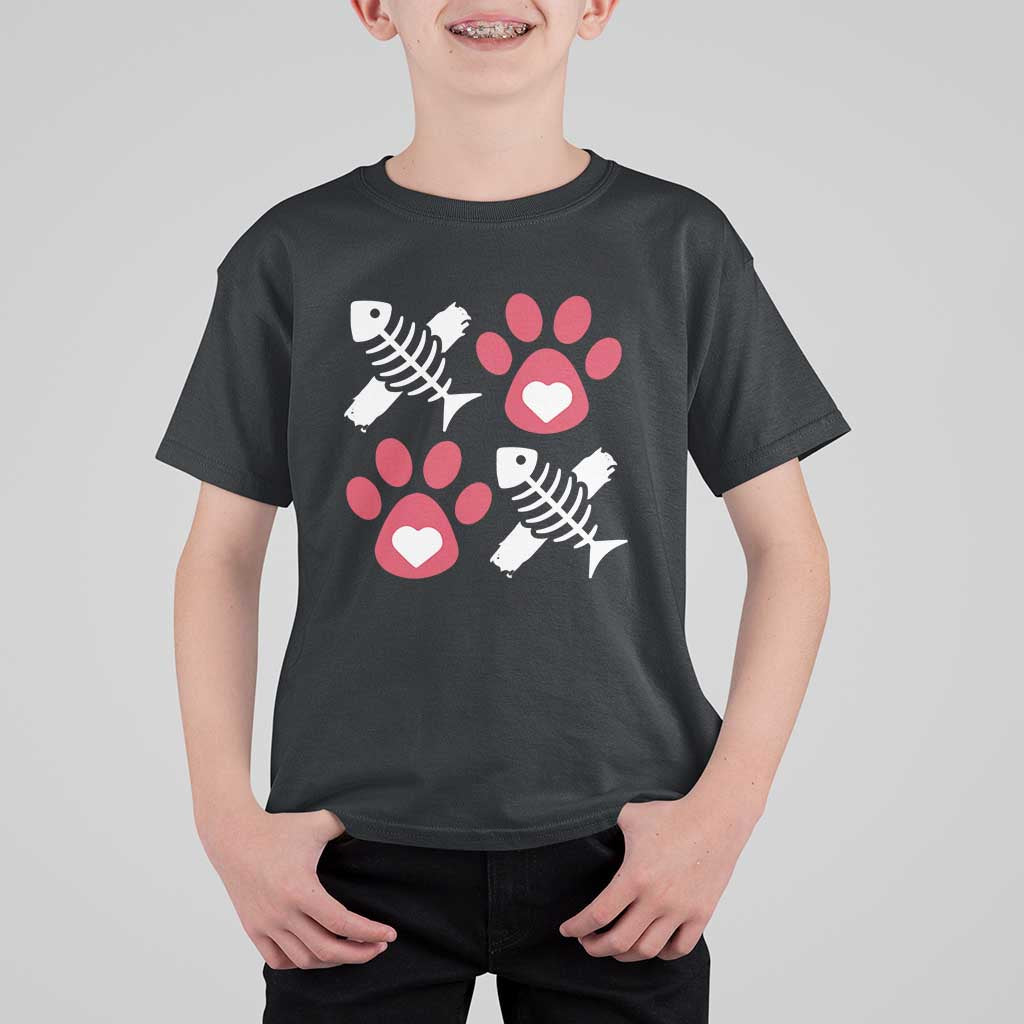 Valentine's Day Cat Lover T Shirt For Kid Cute Kitten Paw XO