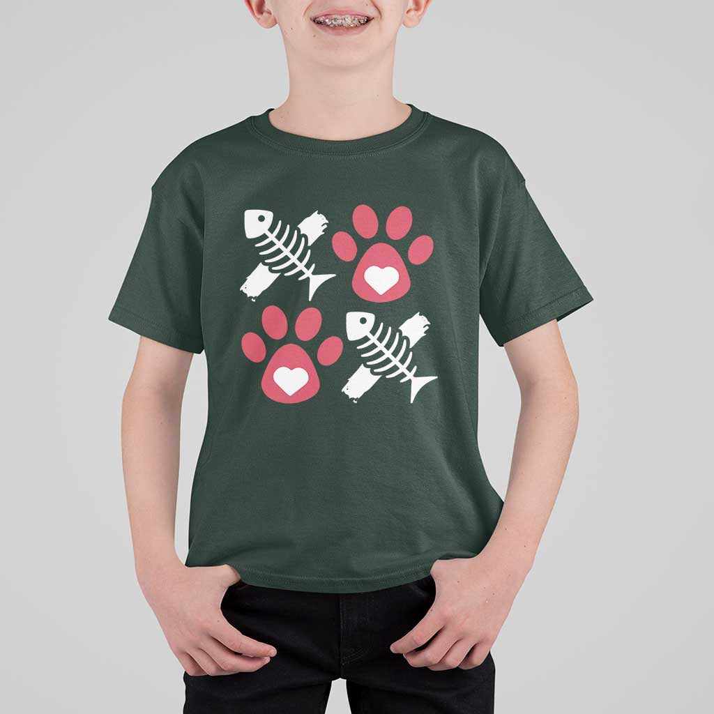 Valentine's Day Cat Lover T Shirt For Kid Cute Kitten Paw XO