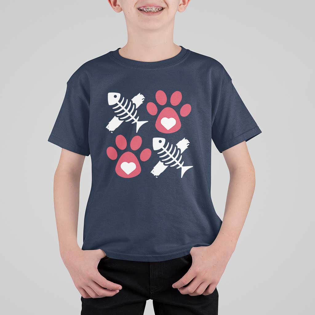Valentine's Day Cat Lover T Shirt For Kid Cute Kitten Paw XO