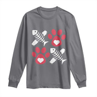 Valentine's Day Cat Lover Long Sleeve Shirt Cute Kitten Paw XO
