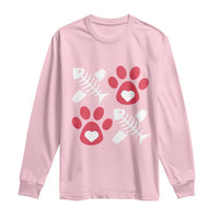 Valentine's Day Cat Lover Long Sleeve Shirt Cute Kitten Paw XO