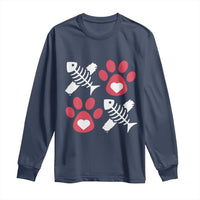 Valentine's Day Cat Lover Long Sleeve Shirt Cute Kitten Paw XO