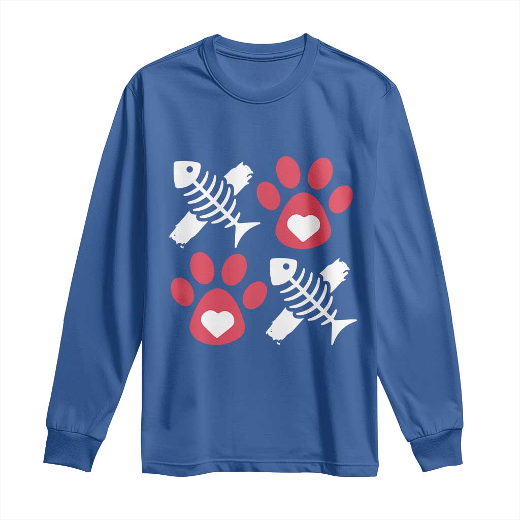 Valentine's Day Cat Lover Long Sleeve Shirt Cute Kitten Paw XO