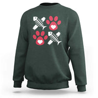 Valentine's Day Cat Lover Sweatshirt Cute Kitten Paw XO