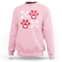 Valentine's Day Cat Lover Sweatshirt Cute Kitten Paw XO