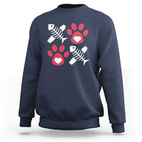 Valentine's Day Cat Lover Sweatshirt Cute Kitten Paw XO
