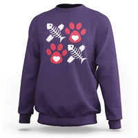Valentine's Day Cat Lover Sweatshirt Cute Kitten Paw XO