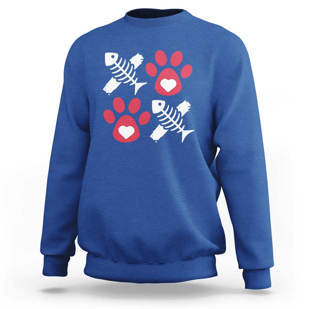 Valentine's Day Cat Lover Sweatshirt Cute Kitten Paw XO