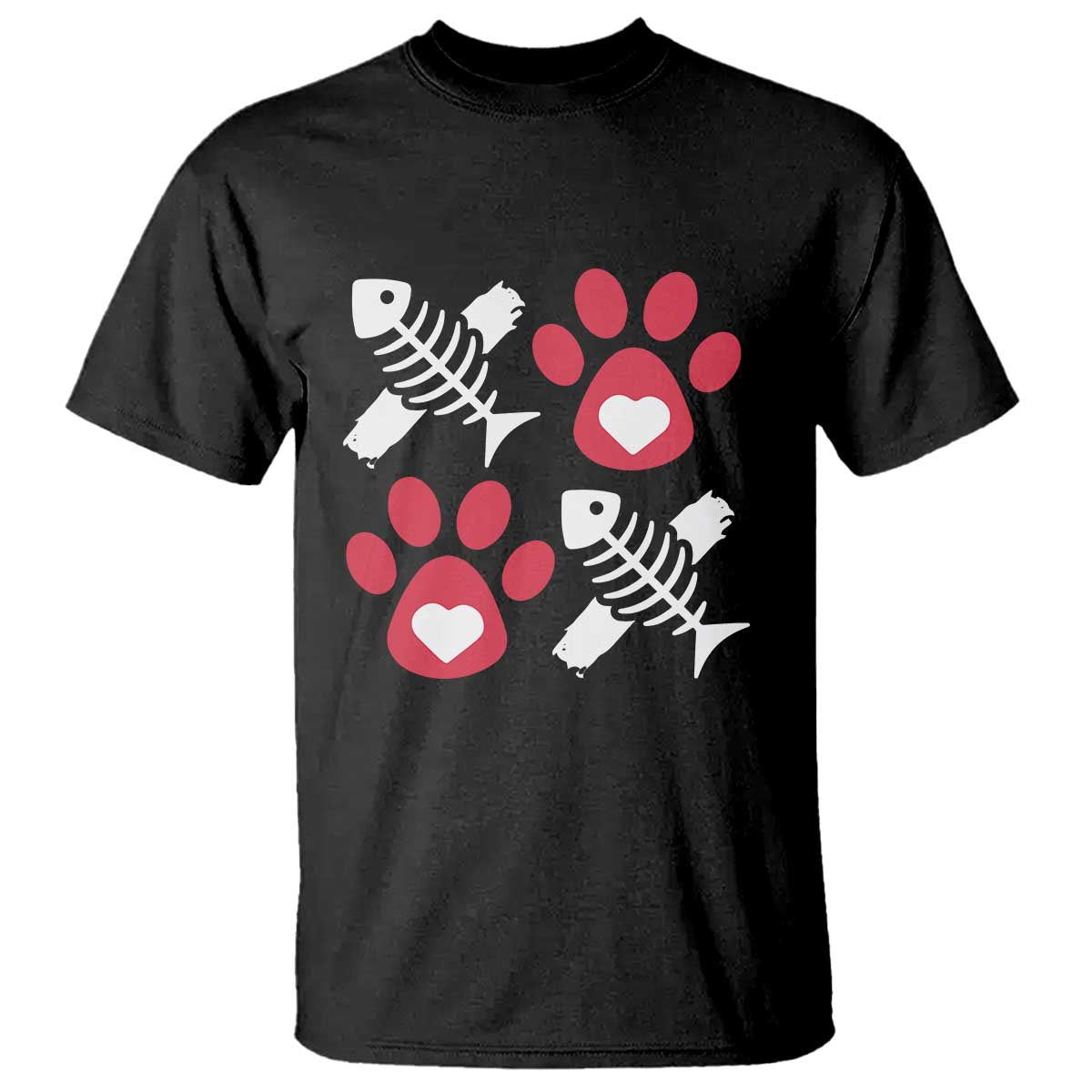 Valentine's Day Cat Lover T Shirt Cute Kitten Paw XO