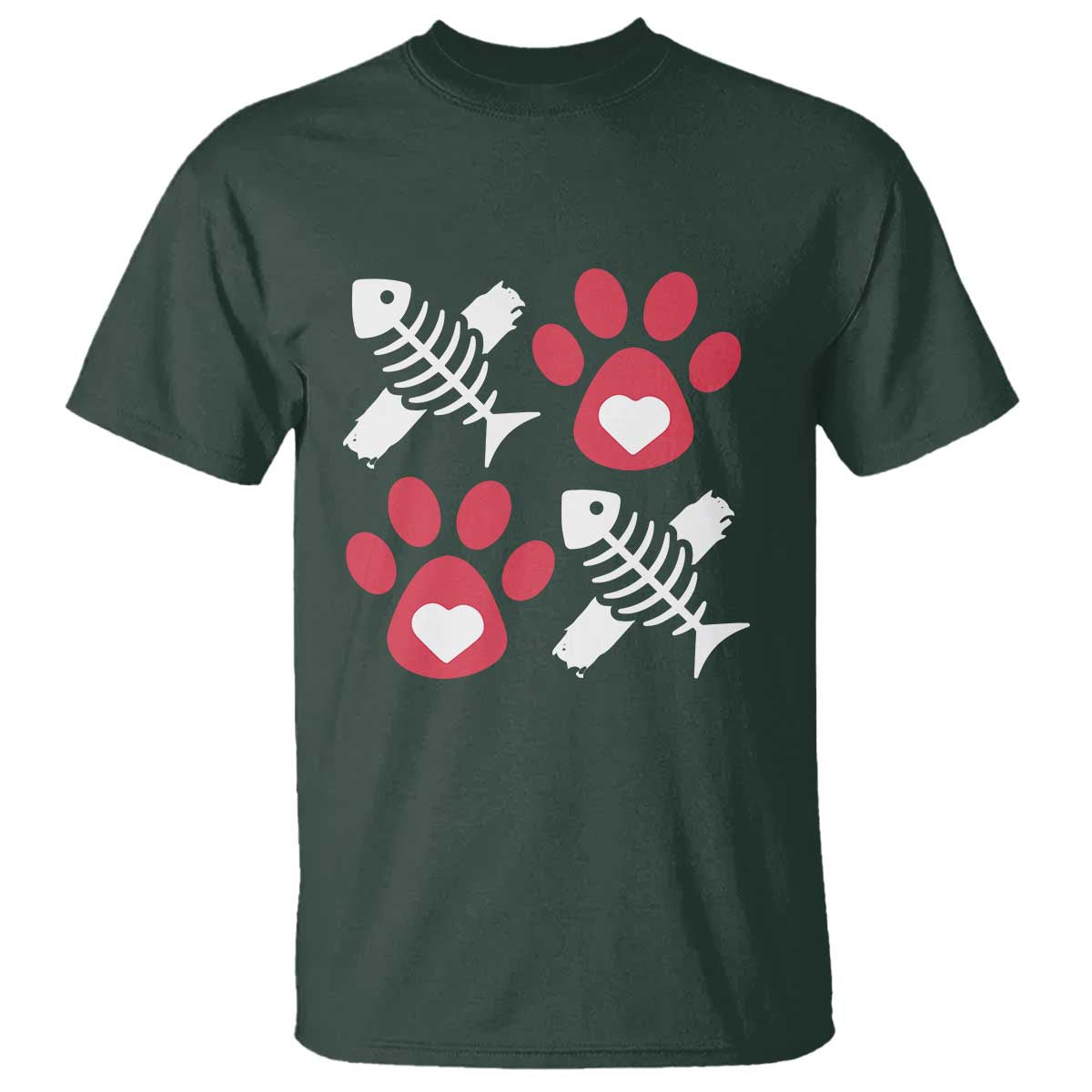Valentine's Day Cat Lover T Shirt Cute Kitten Paw XO