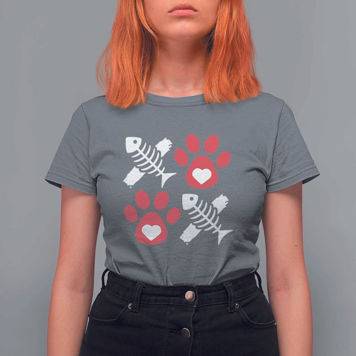 Valentine's Day Cat Lover T Shirt For Women Cute Kitten Paw XO