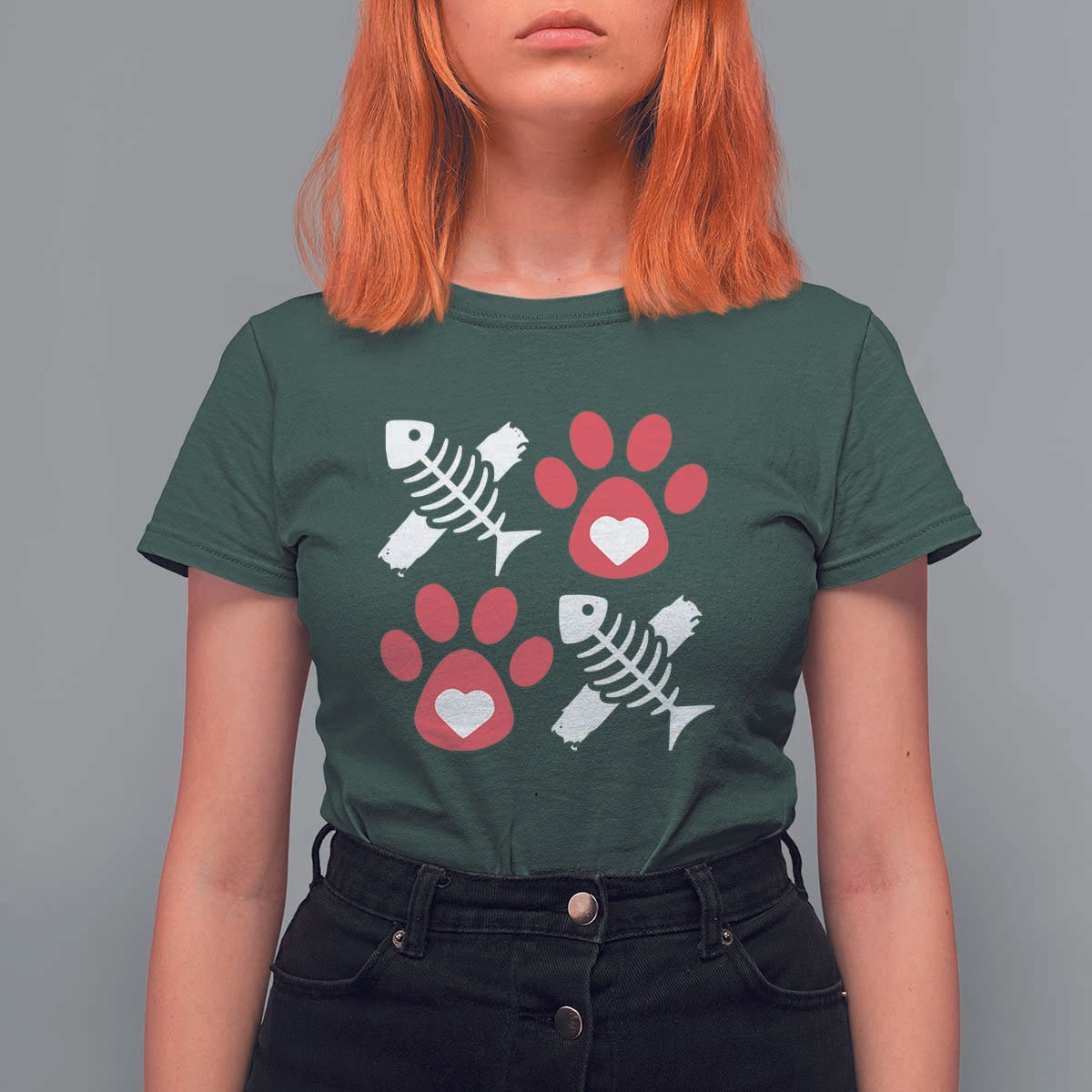 Valentine's Day Cat Lover T Shirt For Women Cute Kitten Paw XO