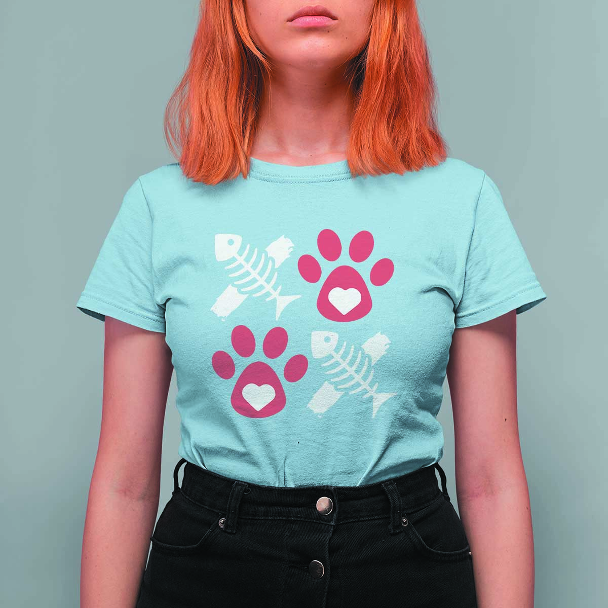 Valentine's Day Cat Lover T Shirt For Women Cute Kitten Paw XO